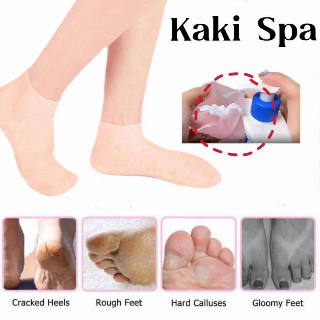 1 Pair Kaos Kaki Silikon Moisturizing Foot Kaos Kaki Gel Silikon Anti Air Foot Spa Foot Care Masker 