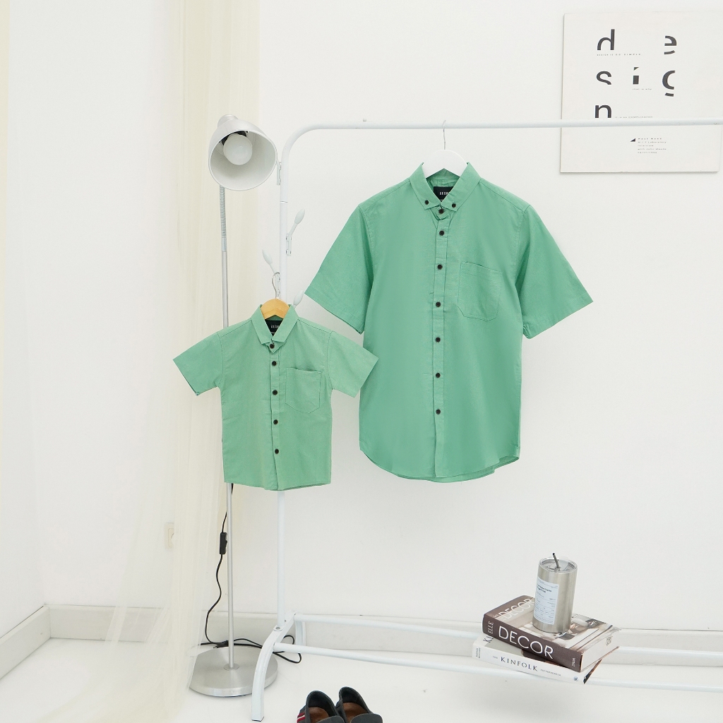 ANAMO-KEMEJA POLOS FORMAL DEWASA/ANAK SAGE GREEN