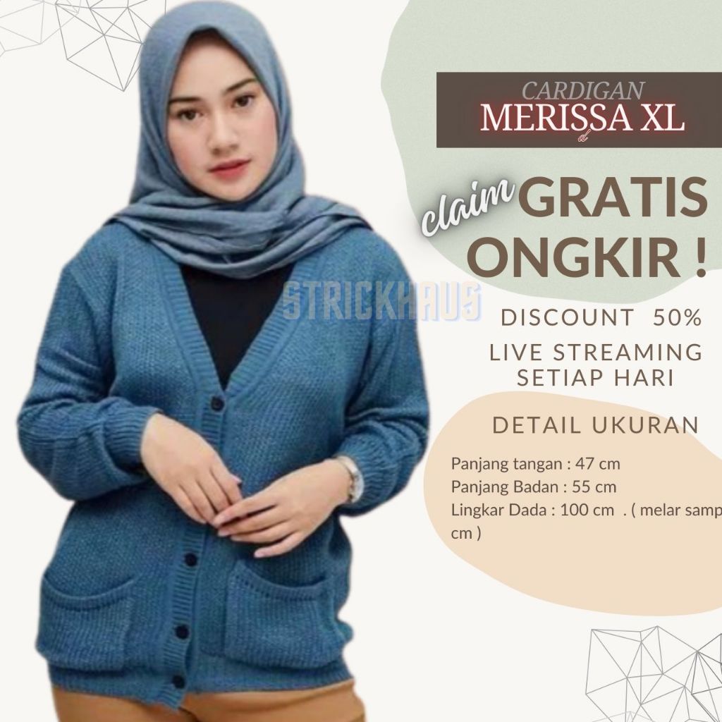 Cardigan MERISA Rajut Kardigan MERISA CARDI Wanita Cardigan big size -#STRICKHAUS
