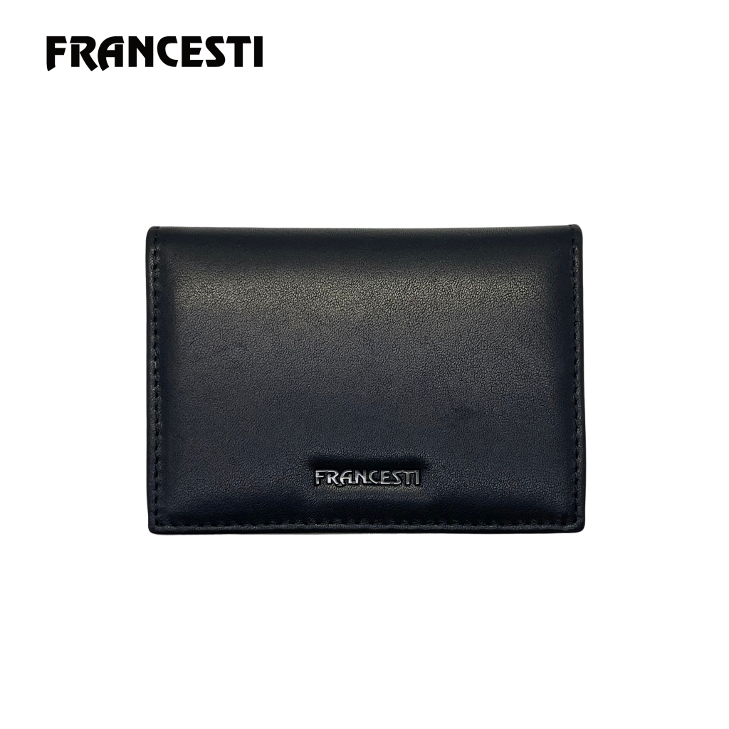 FrancestiDompet Kartu Pria/Wanita Genuine Leather 167 Blackdilengkapi RFIDProtection