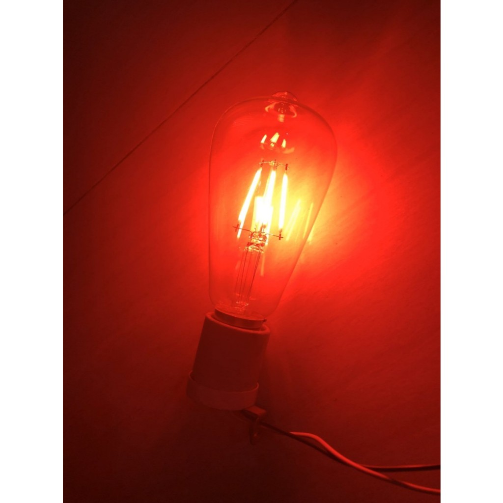 Lampu bohlam LED ST64 filamen edison 4 watt merah biru kuning hijau