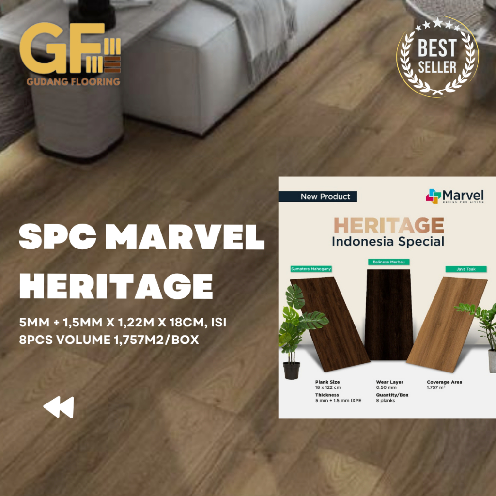 VINYL SPC MARVEL HERITAGE | Lantai Vinyl SPC 5 mm + 1,5mm | Vinyl SPC Flooring