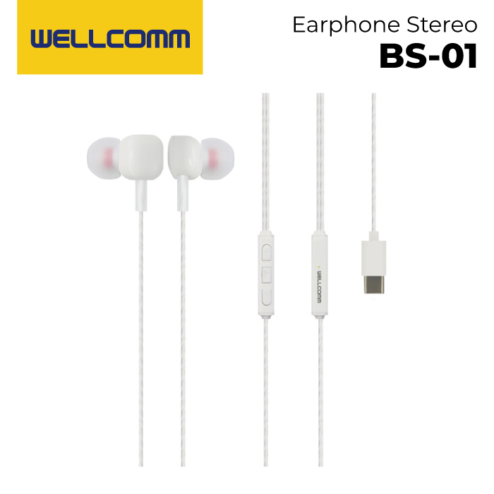 Handsfree/Earphone/Headset Stereo Wellcomm Bs-01 Type-C