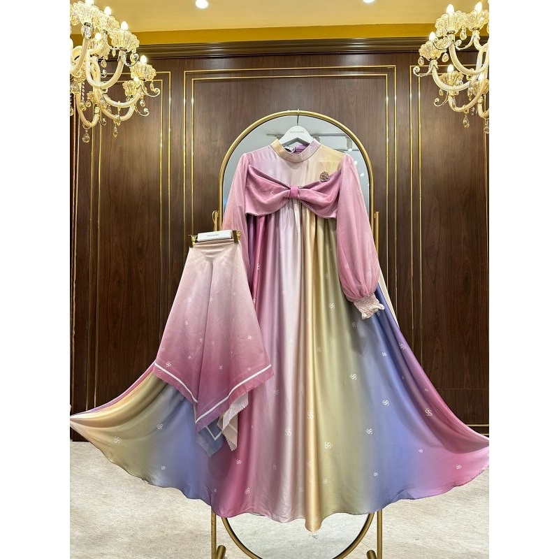 Shellasaukia Dress Set Hijab Lolipop Original Shellasaukiashop Terbaru 2024 Gamis Kondangan Lucu Dre