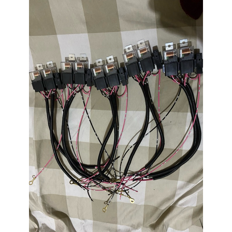 RELAY LAMPU SET KAKI 4 RANGKAIAN, UNTUK TAMBAHAN LAMPU MOBIL,MOTOR,Klakson 12v/80A