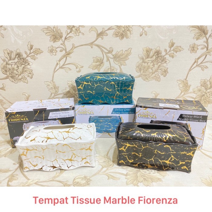 Tempat Kotak Tisu Tissue Keramik Segi Motif Marble Fiorenza 368
