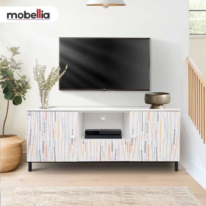 rak tv besi meja tv besi avr minimalis putih