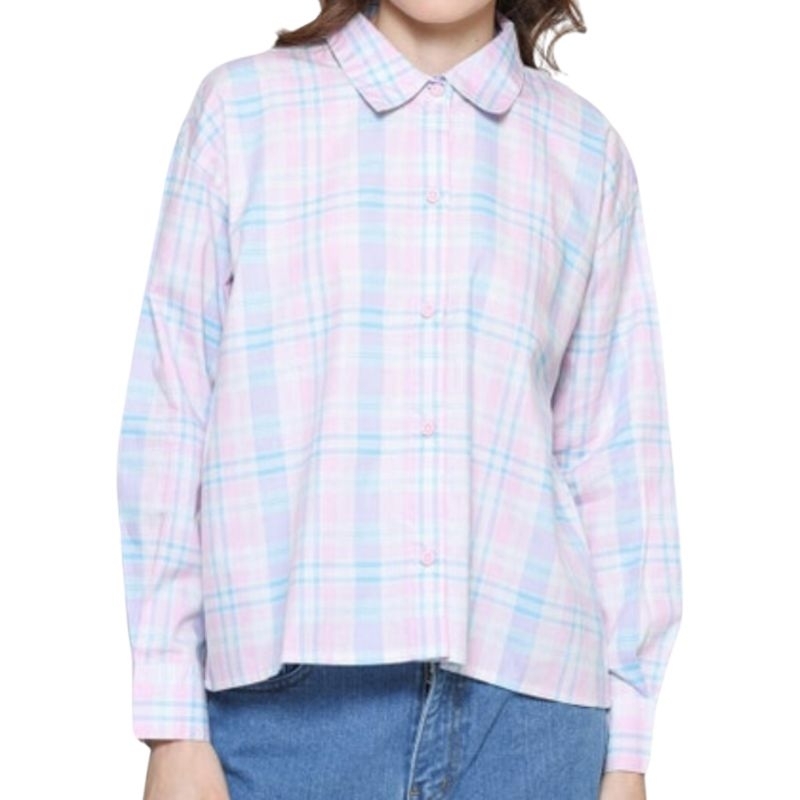 Kemeja Wanita Nev*d* Original Woven Boxy Check Lengan Panjang