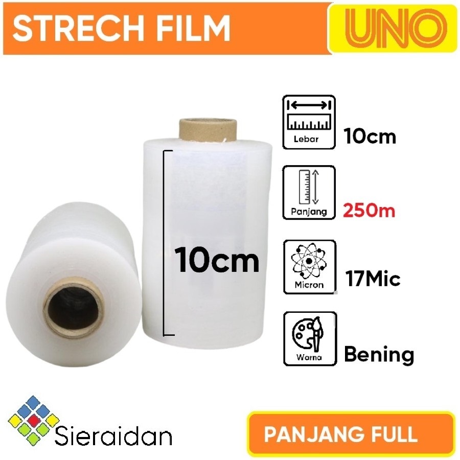 

Stretch Film OEM Plastik Wrapping Lebar 10 Cm Panjang 250 Meter Full 17 Micron