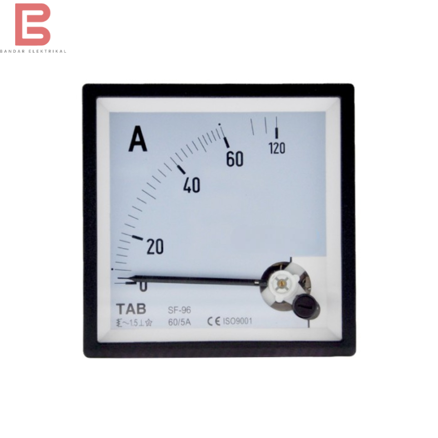 Ampere Meter Analog 96 x 96 60/5A AC Via CT Ampermeter 60A TAB