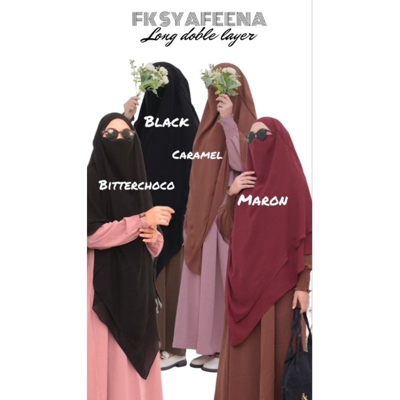SYAFEENA FRENCH KHIMAR - Syafeen.id - Khimar double layer - Bahan Chiffon Silk - Tidak terawang
