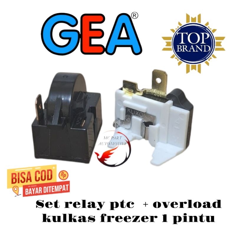 {COD}Set Relay PTC Pin 1 Kanan+ Overload Kulkas Freezer Box GEA 1 pintu | relay  overload 1 set