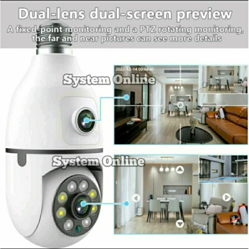 CCTV Bohlam wifi Dual Lensa panoramic KAMERA CCTV LAMPU