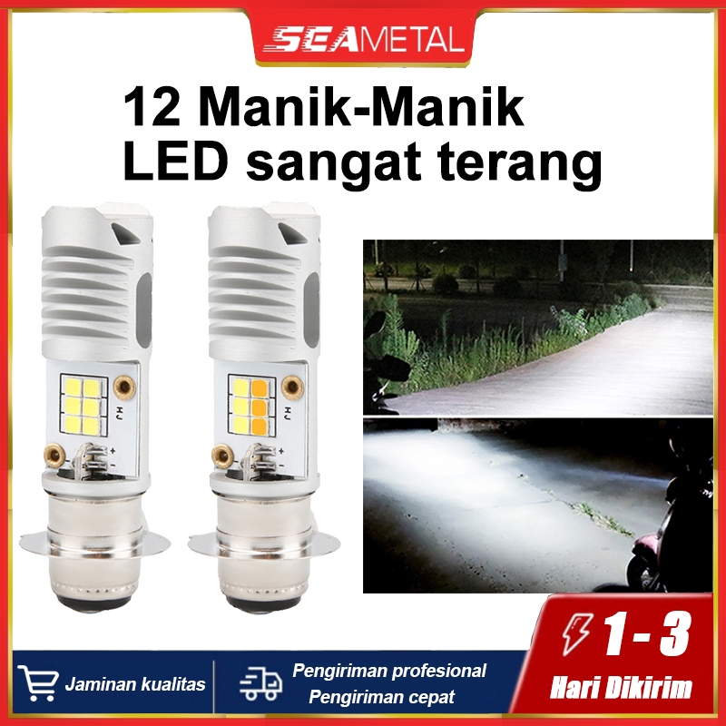 SEAMETAL Lampu Led Motor Super Terang H6 M5 P15D Bohlam Lampu Depan Sepeda Motor LED Canbus 12V Bohl