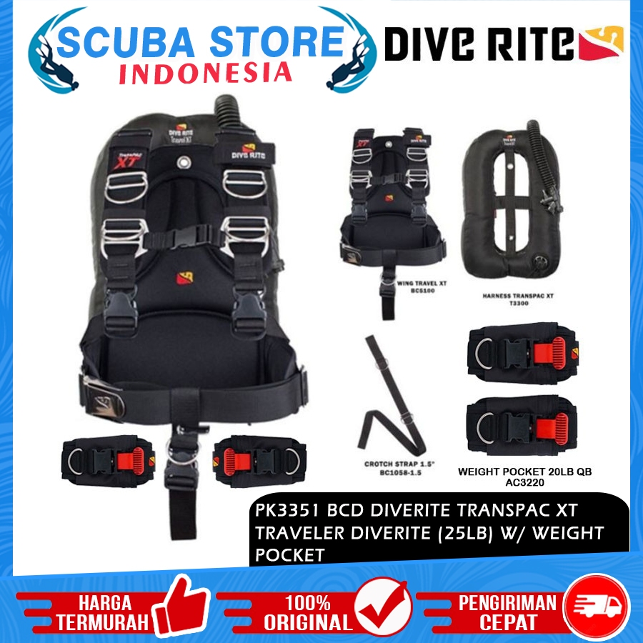 PK3351 BCD Tech Diverite Transpac XT Travel XT 25Lb Dive Rite Scuba BC Technical Diving Selam