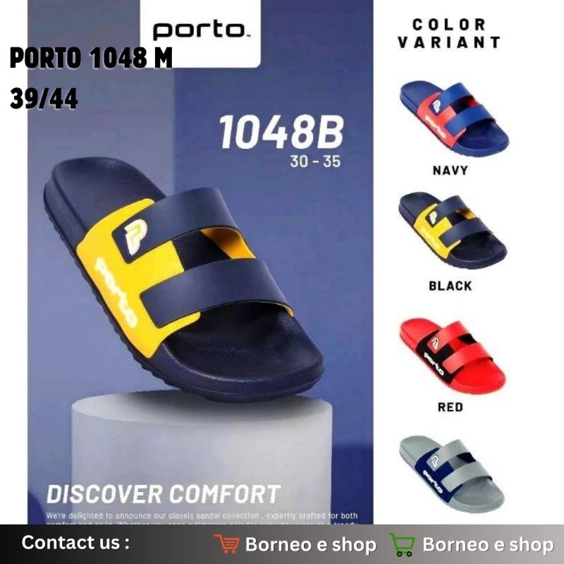 [BISA COD] Sendal slop sendal slide pria Porto 1048 M ukuran Dewasa Sendal Santai Casual size 39/44