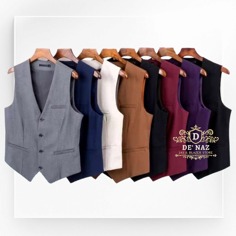 Jas Rompi Blazer Pria Formal, Rompi Formal Motif Polos, Vest Blazer Dalaman Jas Pria