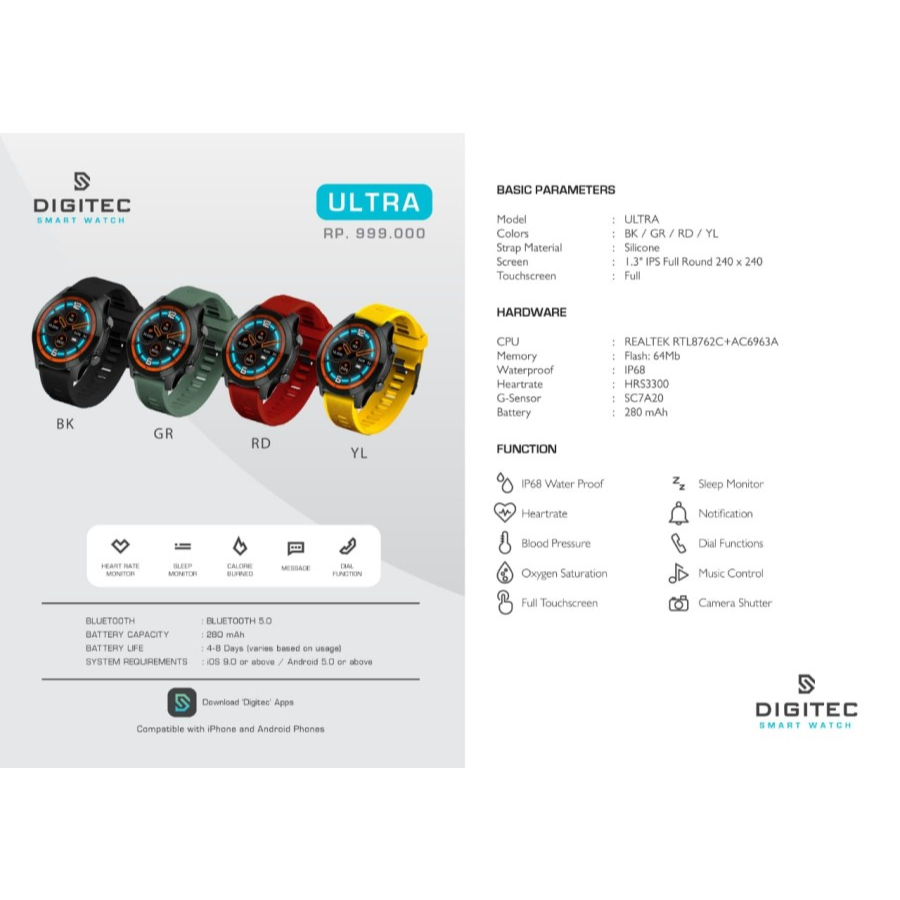 JAM TANGAN DIGITEC SMARTWATCH ULTRA / SMARTWATCH ULTRA ORIGINAL