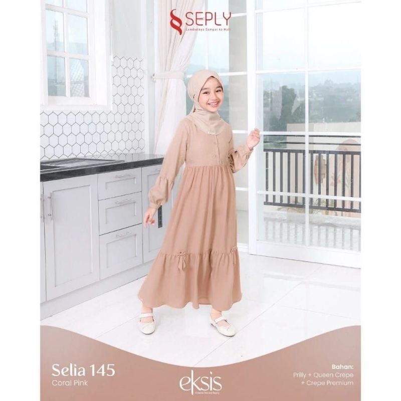 GAMIS ANAK SEPLY || GAMIS SEPLY SELIA 145 CORAL PINK