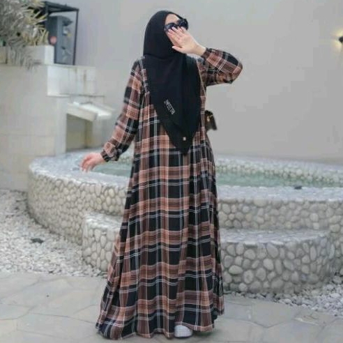 GAMIS BASIC TARTAN (GAMIS SAJA) BY ZAFEETRI // GAMIS RAYON SYARI MOTIF KOTAK