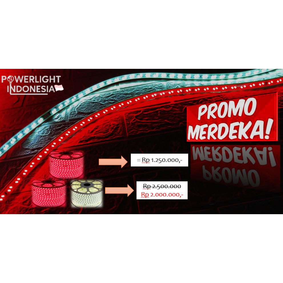 Lampu LED Strip 5730 per Roll Free Adaptor - Merah / Putih / Mix