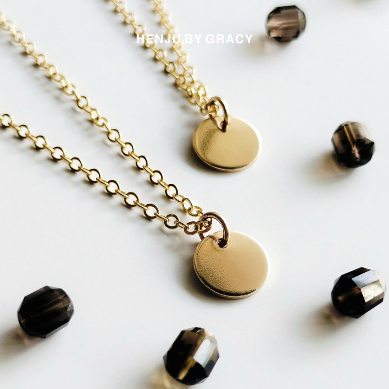 HENJU BY GRACY | Dainty Necklace With Plat Initial | Kalung Plat Inisial | Kalung Emas Inisial | Kal