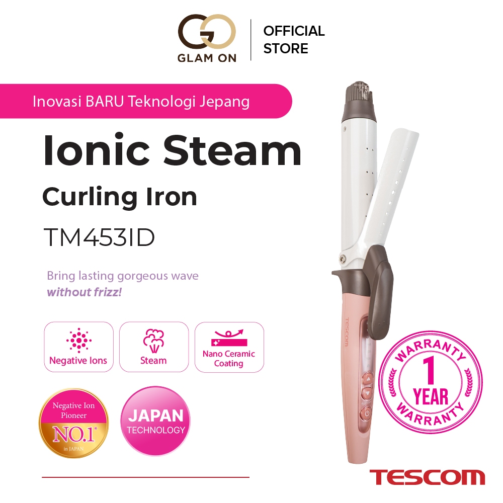 Tescom Ionic Steam Curling Iron/Pengeriting Rambut Dengan Uap TM453ID