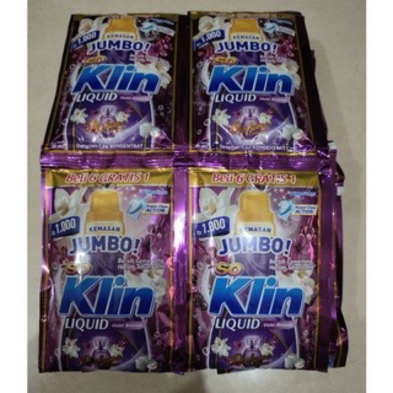 soklin liquid jumbo violet blodsom 1 renceng isi 14 Sachet