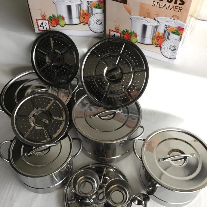 Panci Kukusan Set Stainless Steel Livenza 555 Stock Pot Steamer PANCI KUKUS SET BATAM