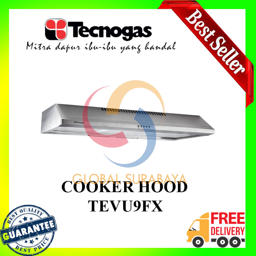 Tecnogas TEVU9FX Cooker Hood - Penghisap Asap Stainless Steel 90cm