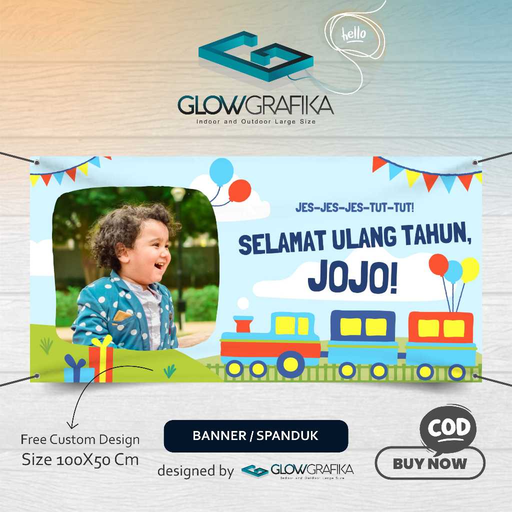 Cetak Spanduk Banner MMT Biru Merah dan Kuning Mobil Konstruksi Anak dan Balita Spanduk Ulang Tahun