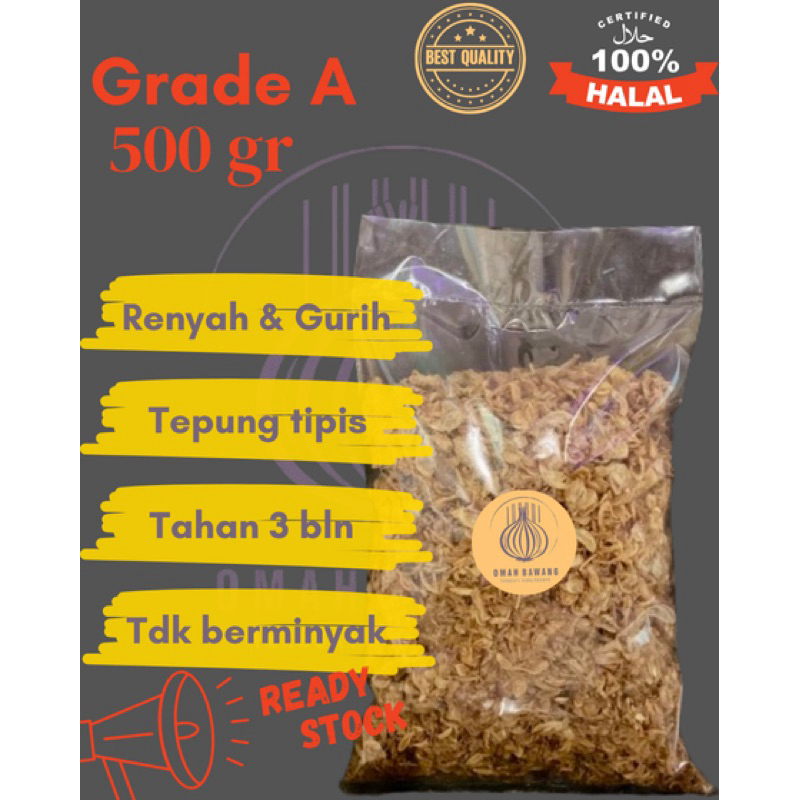 

Bawang Merah Goreng Grade A merah goreng murah 500g