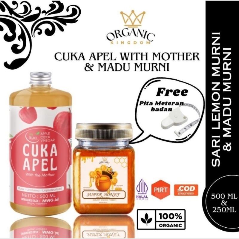 

bundling cuka apel 500 ml & madu murni multiflora 250ml 100% asli