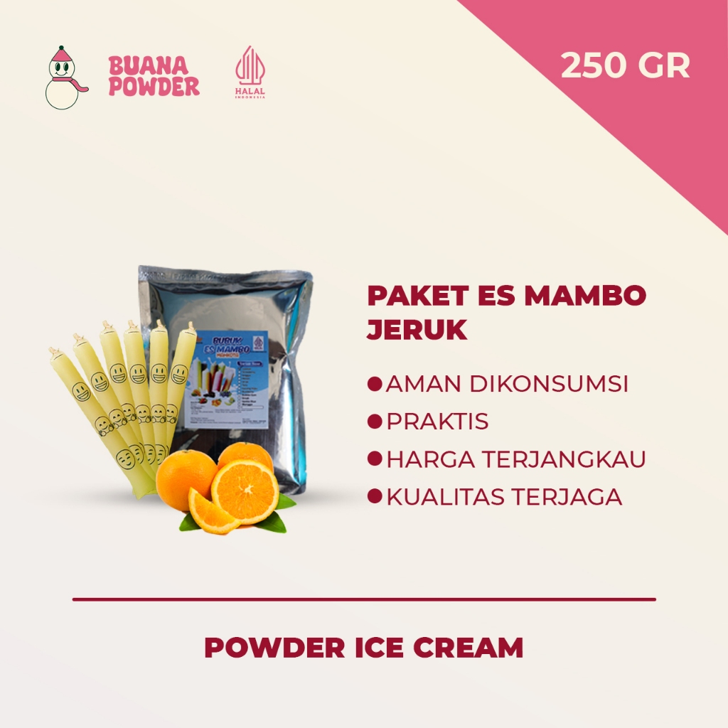 

BUANAPOWDER - PAKET BUBUK ES MAMBO JERUK / ES LILIN MAHKOTA 250 gr