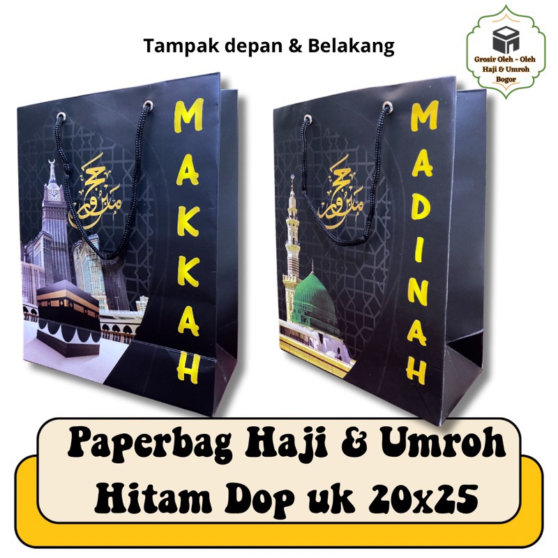 

Paper Bag Haji | Tas Kertas | UKURAN 20x25| totebag | Souvenir Haji dan Umroh | Oleh oleh Haji dan Umroh