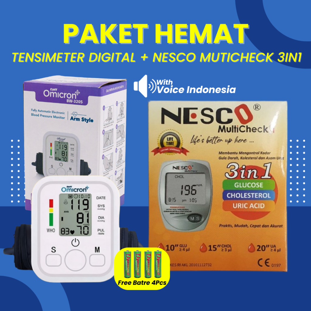 Paket Hemat Tensimeter Digital dan Nesco Multicheck 3in1 Alat Cek Gula Darah Alat Tensi Alat Penguku