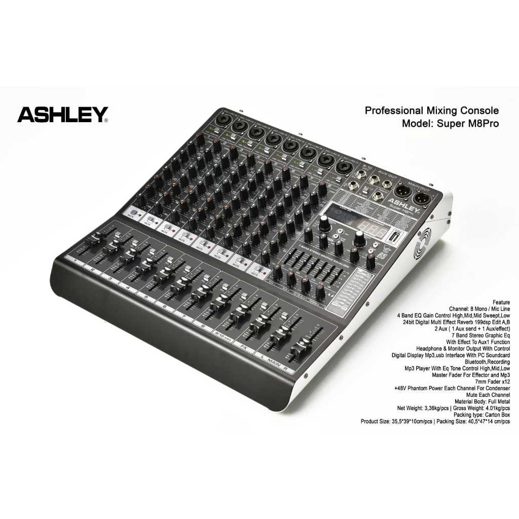 Mixer Ashley SUPER M8PRO SUPERM8 PRO Efek Reverb 199DSP Original