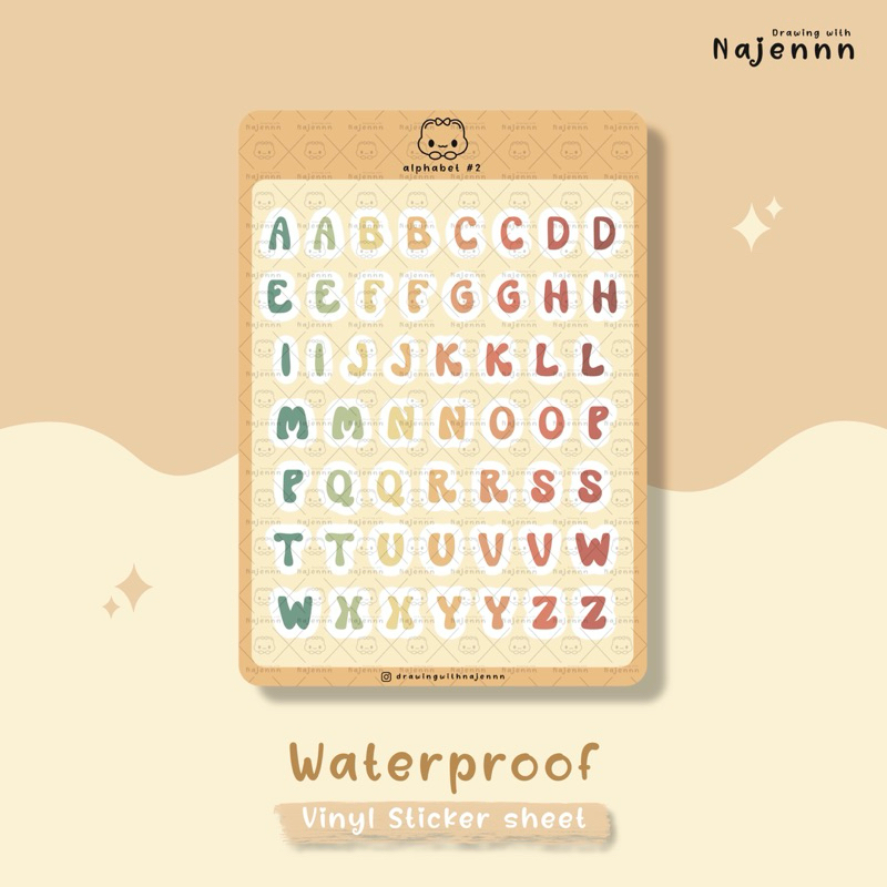 

Alphabet #2 | NSS002 | Sticker Sheet | Sticker Vinyl | A6 | Waterproof Sticker | Cute Sticker | Journal Sticker | Deco Sticker | Sticker Handphone | Sticker Laptop | Sticker Lucu | Sticker Tahan Air | Sticker Gemas | Sticker Anak | Najennn Sticker |