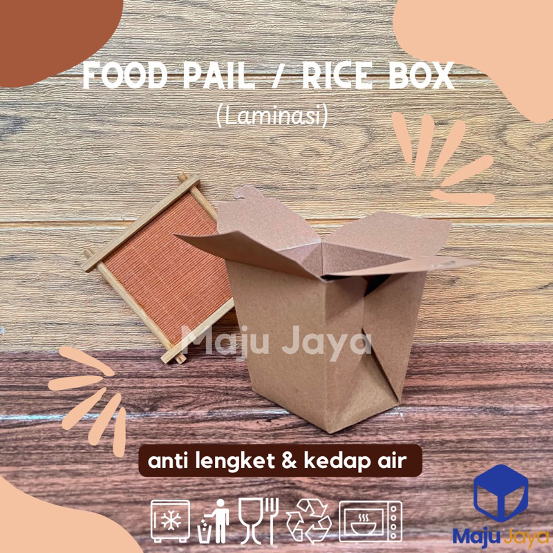 Paper Food Pail Kraft Laminasi / Rice Box Take away / Lunch Box Street Food / Dus Nasi Unik Kekinian