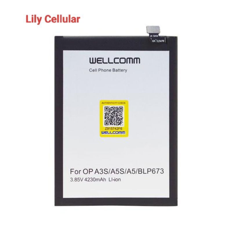 Battery Baterai OPPO A3S/BLP673 Wellcomm Double IC 4230 mAh
