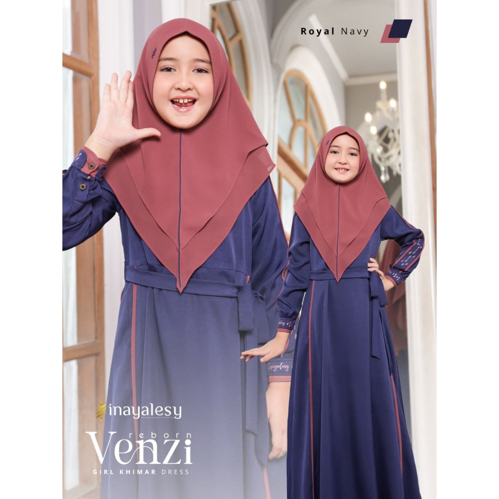 SETELAN BUSANA MUSLIM GAMIS ANAK PEREMPUAN  SET HIAB KHIMAR TERBARU - VENZI REBORN KIDS BY MYZTA - B