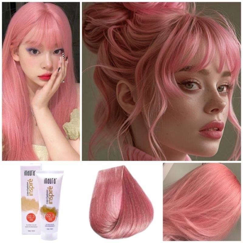 Inaura Color Explosion Inspire 02.3 Rose Gold Cat Rambut Warna Pastel Pink Muda Gold Merah Jambu Hai