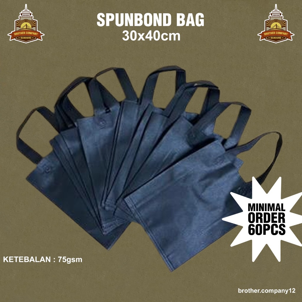 

Tas Goodie Bag Spoundbond Tali 30x40 Hitam isi 60 pcs / Tas Spounboond / Tas Belanja