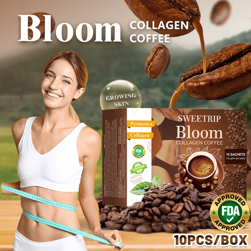 

10pcs Bloom Collagen Coffee Instant coffee Drink Glutathione Slim Detox Kopi Diet Enzim Pelangsing