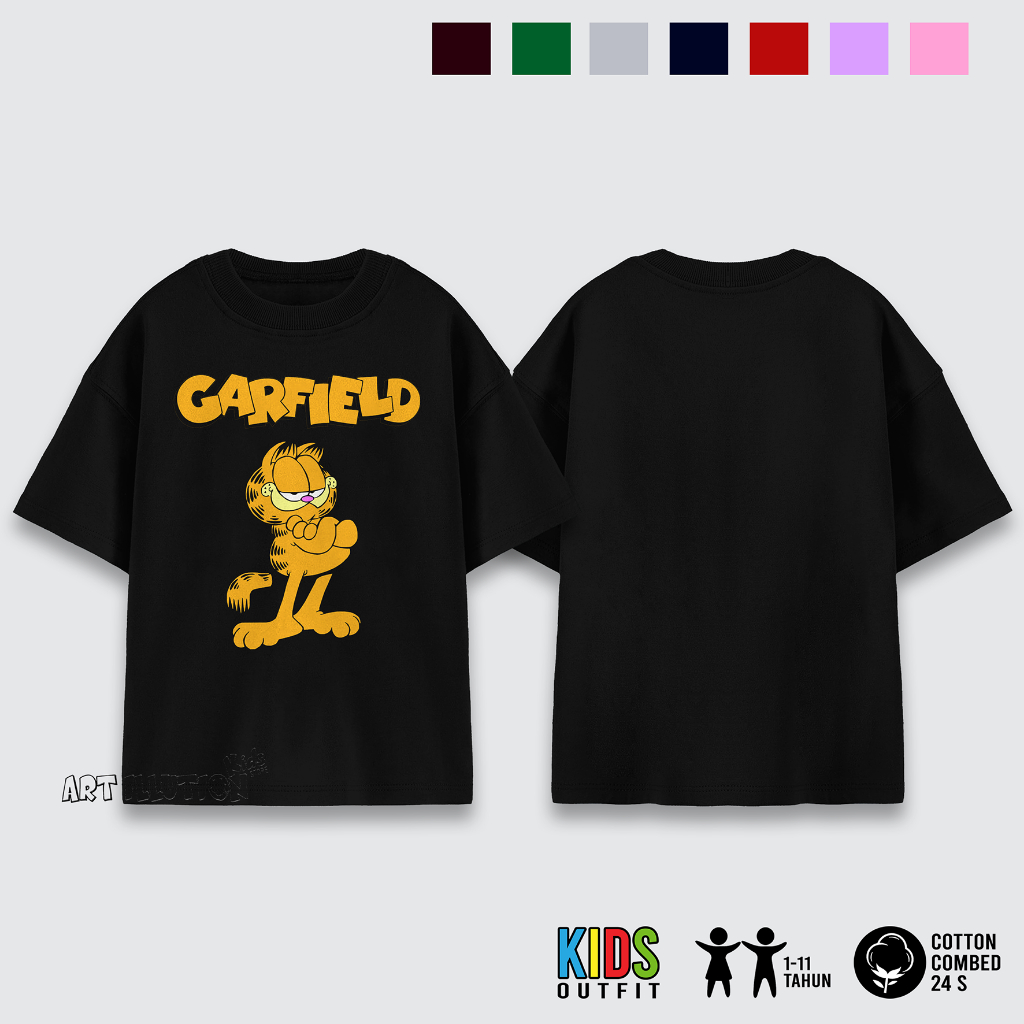 Tshirt Anak GARFIELD Cartoon Karakter Film kaos/ Baju Anak Logo Garfield Terbaru Cotton Combed 24s