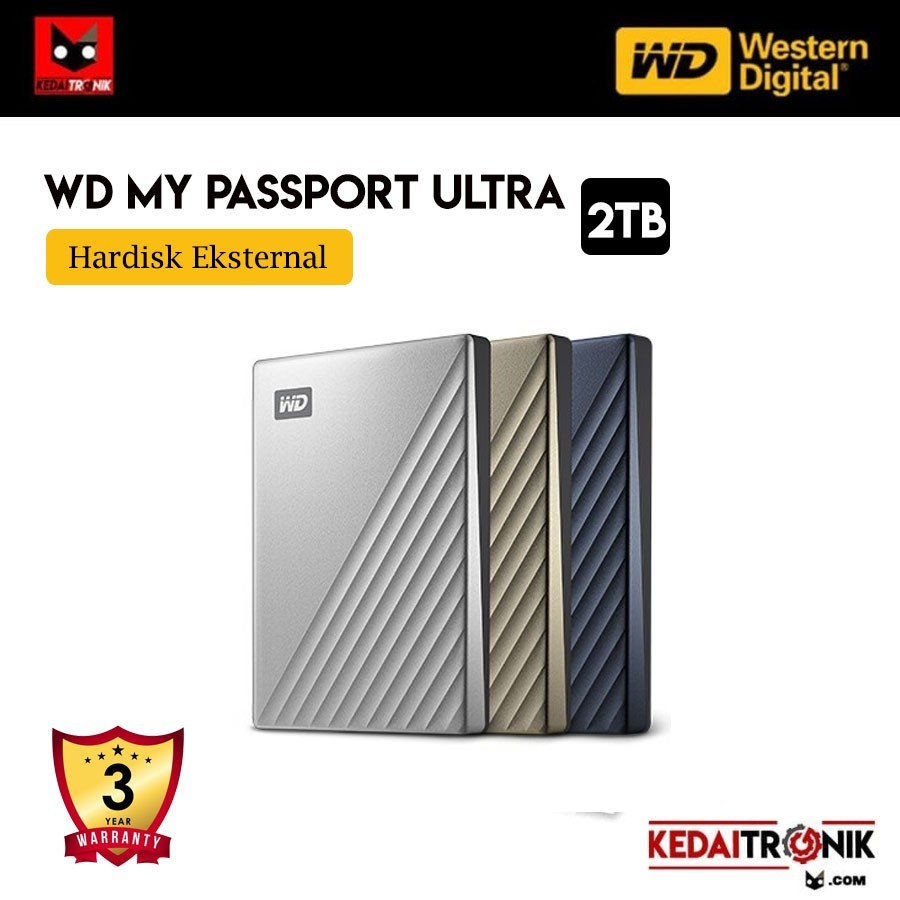 NEW Hardisk Eksternal WD HDD 2TB My Passport Ultra 2TB Type C USB 3.1