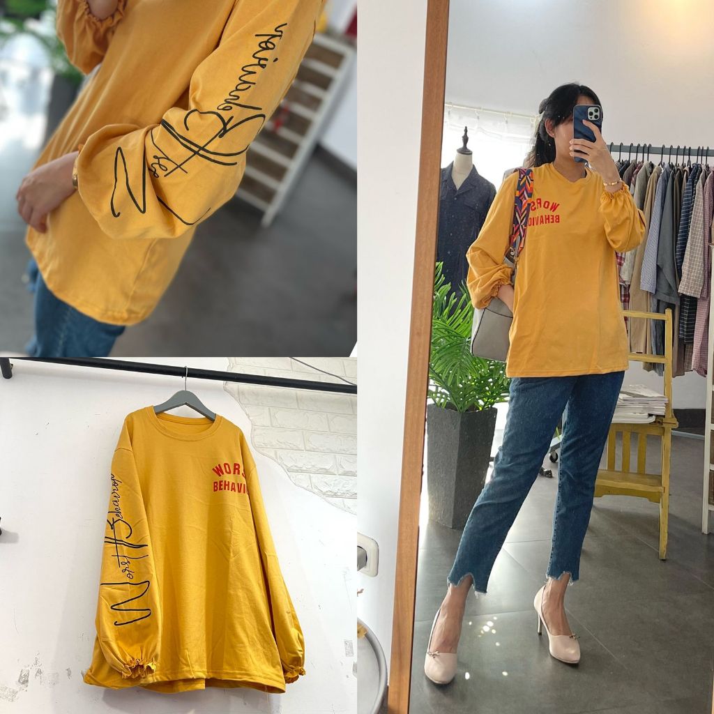 WS Atasan Wanita tunik bahan katun premium/Kaos fit to XXL jumbo/Top Blouse kaos wanita jumbo lengan