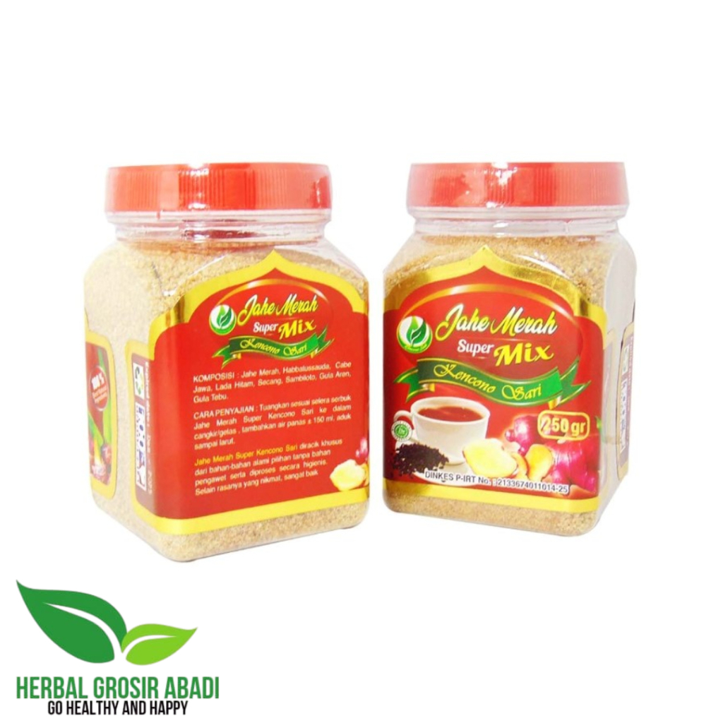 

Jahe Merah Super Mix Kencono Sari 250gr Racikan Jahe Merah Mix, Langsung Seduh ORIGINAL