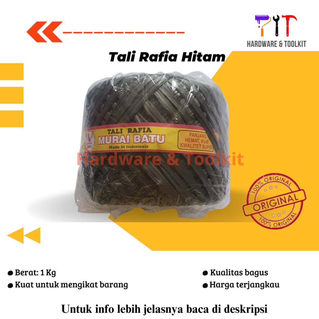 

Tali Rafia Hitam 1 Kg Tebal Kualitas Super Bahan Murni Biji Plastik Merk Murai Batu