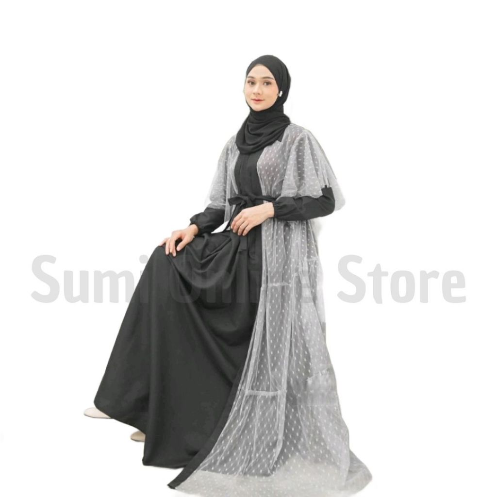 Inara Maxi Dress Gamis Kondangan Jumbo ( Ld 140 130 120 110 104 98 92 ) + Outer